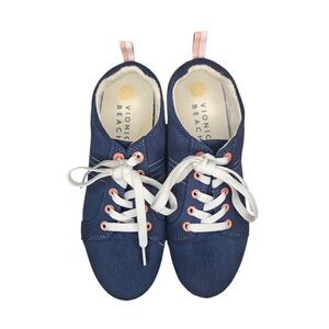 Vionic Beach Womens Stinson Sneakers Shoes Size 8 Blue Canvas Lace Up Comfort